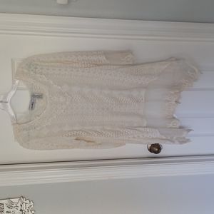 LE MODA LACE TOP BLOUSE SHIRT TUNIC SZ L large Antique style Photo shoot wear.